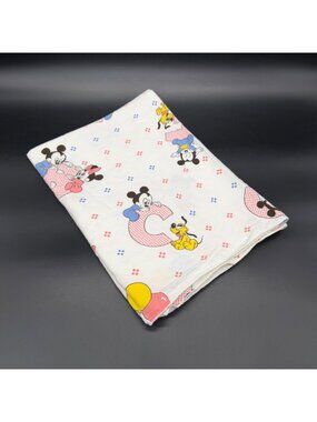 Vintage Disney Baby Receiving Blanket Mickey Minnie Pluto ABCs 1984 Dundee USA
